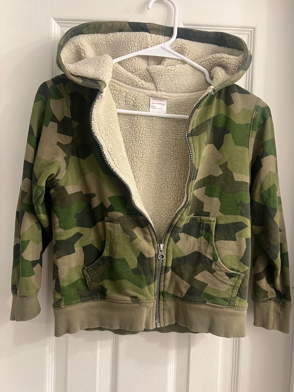 Hanna Anderson Kids Camouflage Sherpa-Lined Zip Hoodie - Green